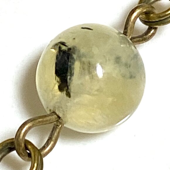 Natural Yellow Green Prehnite Necklace, Bronze Leaf Branch + Genuine Gemstone - Picture 11 of 16